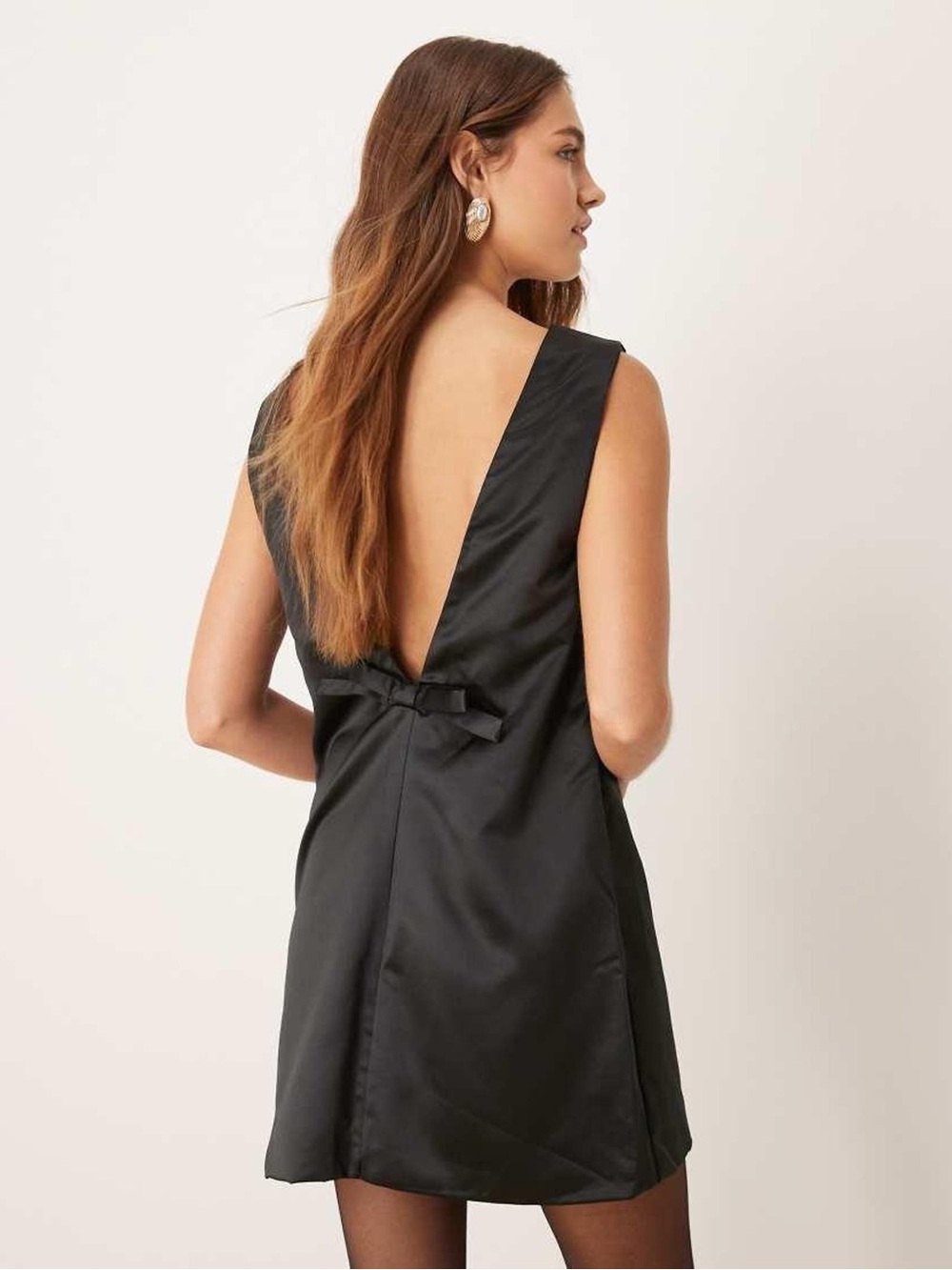 Abercrombie and Fitch Satin Shift Dress Plunge Bow NWT